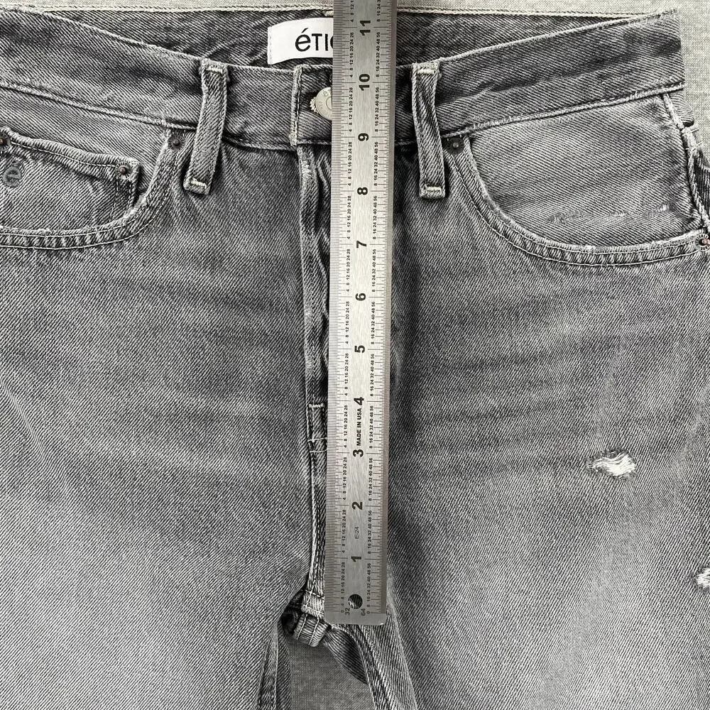 ETICA Brandy Long Denim Shorts Womens 25 Gray Quartzsite Organic Cotton Bermuda